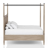 Queen Canopy Bedroom Set With A 2 Drawer Nightstand A Modern Dresser With Poster Mirror And A Door Chest - Sand - Furniture Home Direct