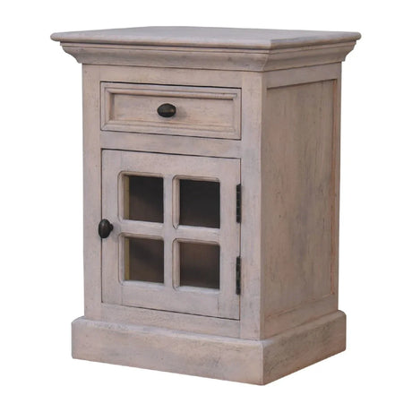 Glazed Bedside Table - Stone White - Furniture Home Direct