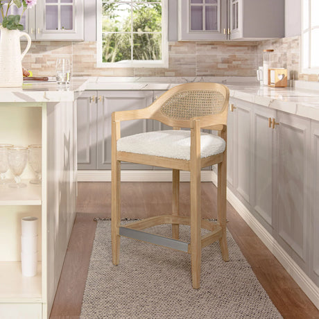 Americana - Mid-Century Modern Cane Back Counter Stool - Furniture Home Direct