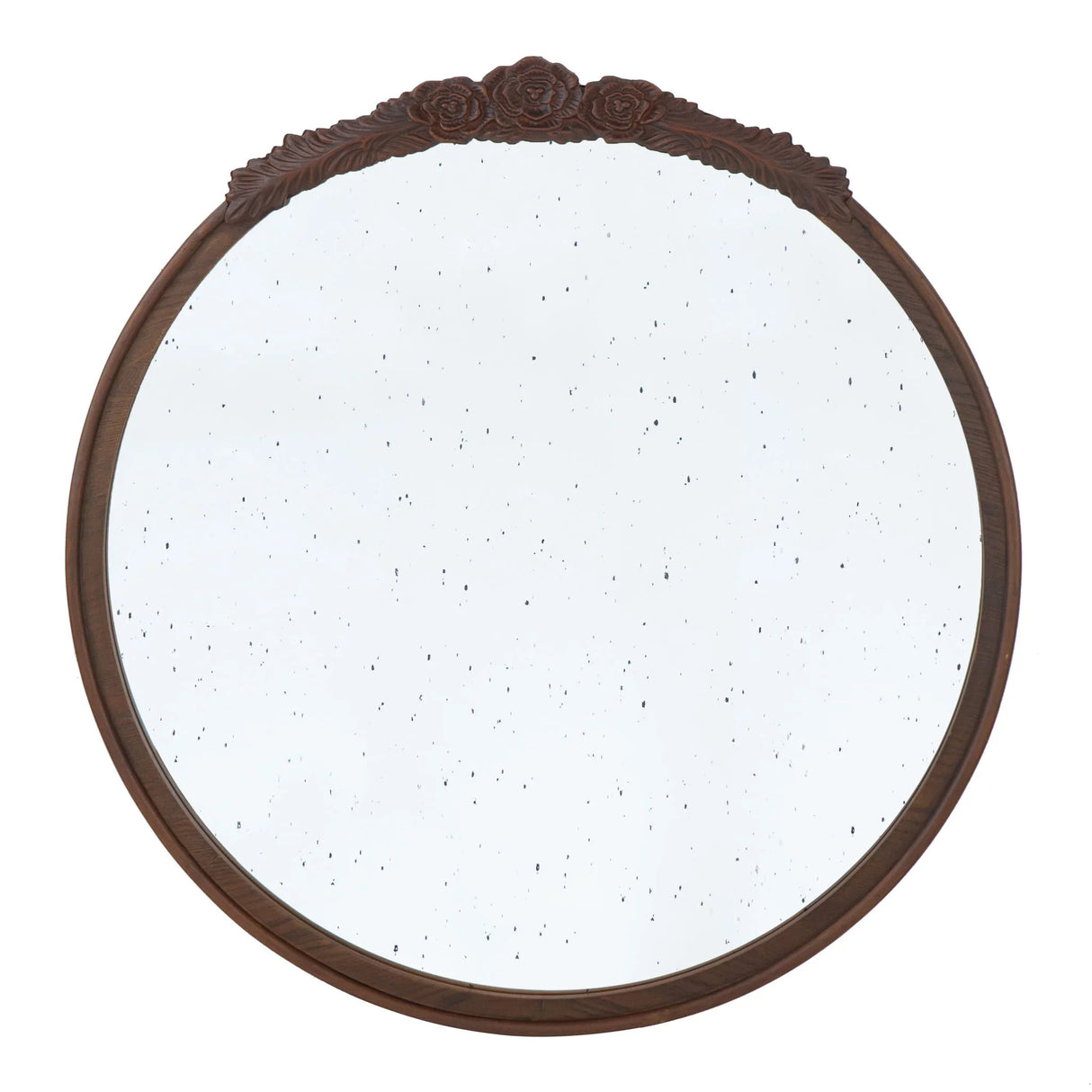 Round Hand Carved Rose Antique Mirror Frame, Wall Mirror For Live Space - Furniture Home Direct