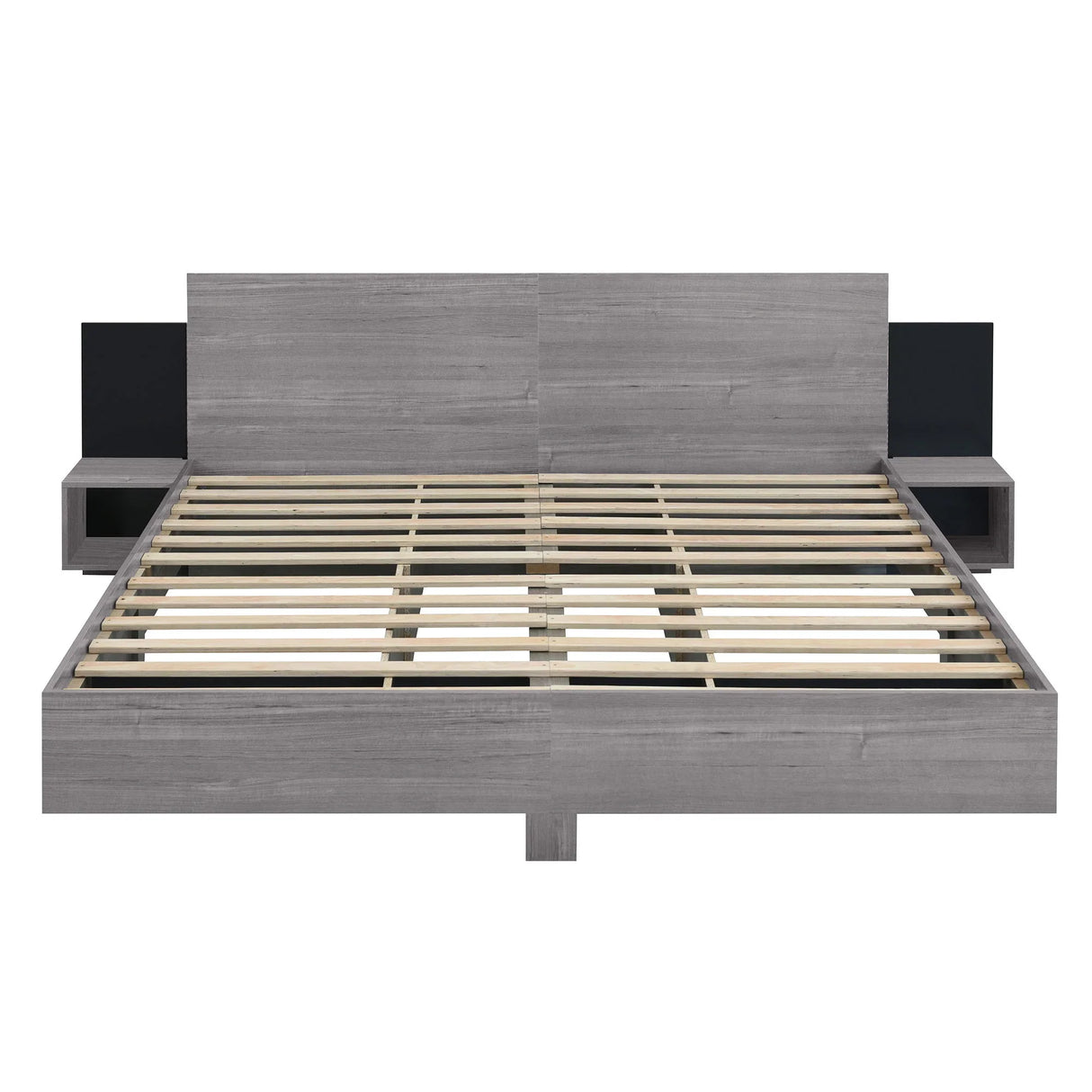Floating Platform Bed, With LED Lights, Bedside Nightstand - Furniture Home Direct