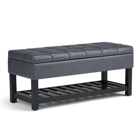 Saxon - Upholstered Transitional Storage Ottoman Bench - Furniture Home Direct
