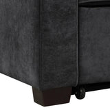 66.5" Upholstered Loveseat With Pull Out Bed, Two Throw Pillows, Dual USB Charging Port and Adjustable Backrest - Black - Furniture Home Direct