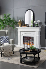 Hand Carved Rose Antique Mirror Frame, Wood Arch Mirror Wall Decor For Living Room - Furniture Home Direct