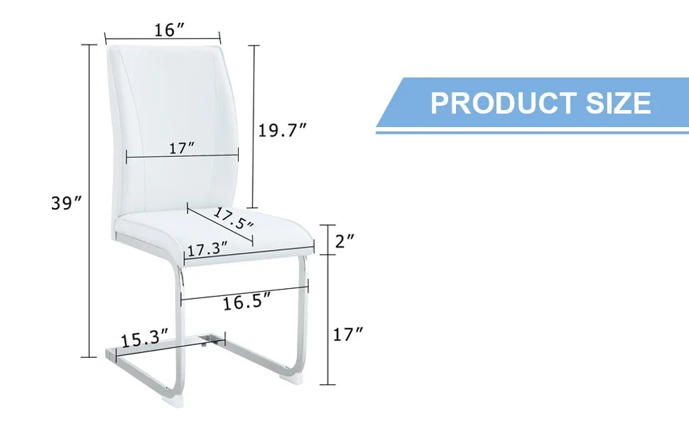 Dining Chairs Set Modern PU Upholstered Chrome White - Furniture Home Direct