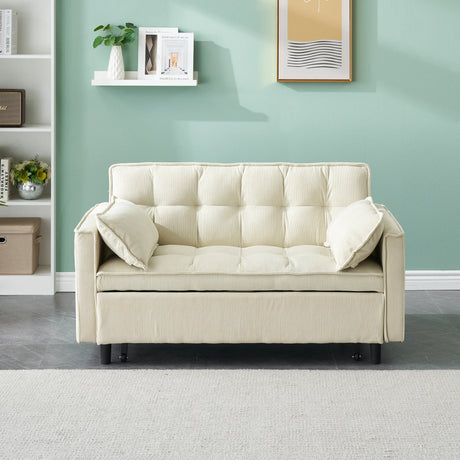 54.30-inch Love Seat with Pull Out Bed - beige - Furniture Home Direct