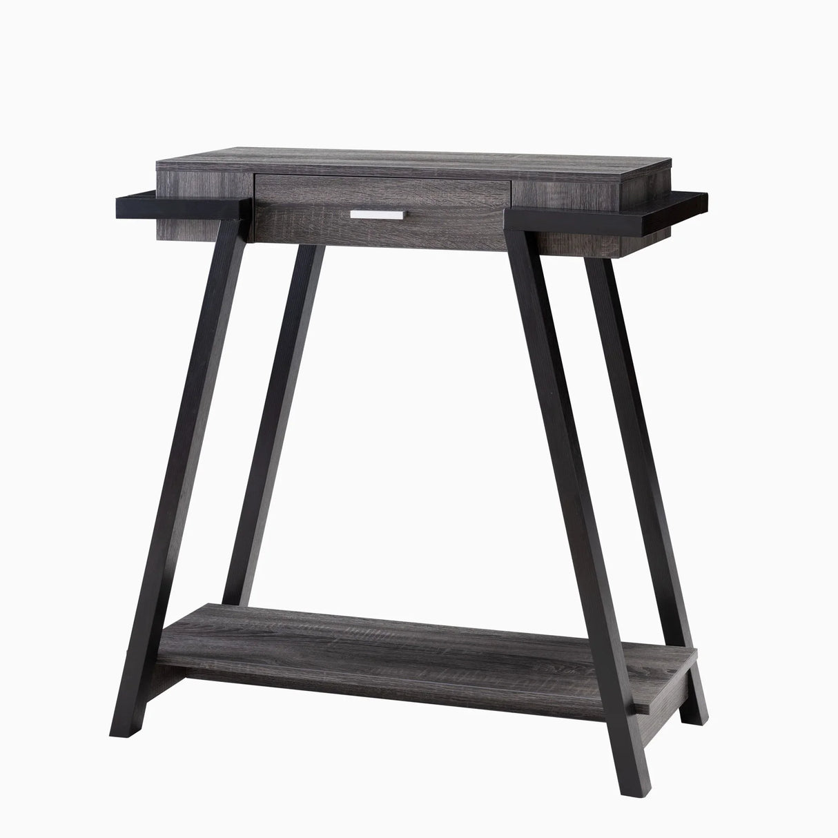 Modern Hallway Display Table With Drawer & Bottom Shelve - Distressed Gray / Black - Furniture Home Direct