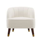 Elegant Upholstered Barrel Accent Chair With Wooden Legs