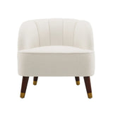 Elegant Upholstered Barrel Accent Chair With Wooden Legs