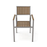 Stylish Modern Faux Wood & Aluminum Outdoor Dining Chairs, (Set of 2) - Natural