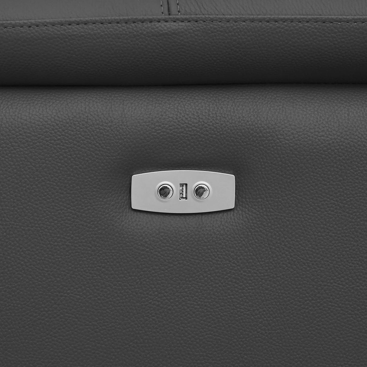 Reclining Leather Sectional with USB Port - Gray - Furniture Home Direct
