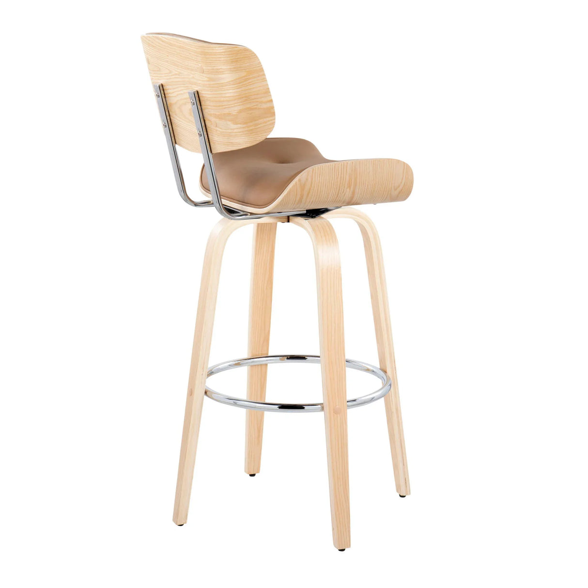 Lombardi - Mid Century Modern Fixed Height Barstool With Swivel With Round Footrest (Set of 2) - Furniture Home Direct