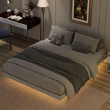 Floating Bed With Led Lights Underneath, Modern Queen Size Low Profile Platform Bed With Led Lights - Furniture Home Direct