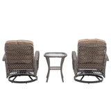 3 Piece Patio Conversation Set With Glass Coffee Table - Khaki - Furniture Home Direct