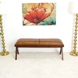 Chad - Mid-Century Modern Leather Bench - Brown / Tan - Furniture Home Direct