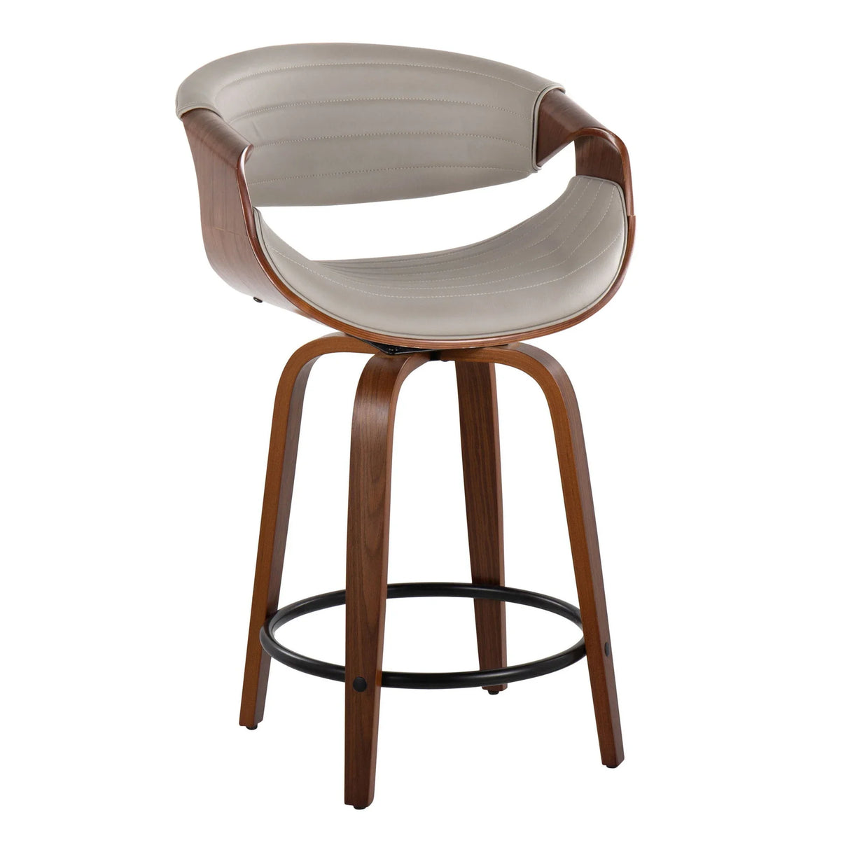 Symphony - Mid Century Modern Fixed Height Counter Stool With Swivel With Round Footrest (Set of 2) - Furniture Home Direct