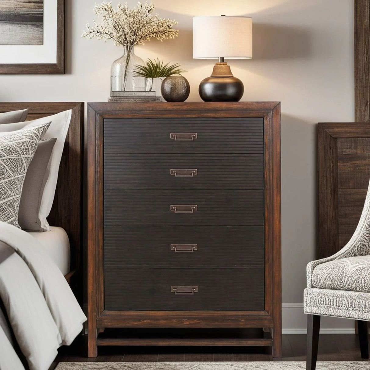 Branson - 5 Drawer Chest, Two Tone - Brown - Furniture Home Direct