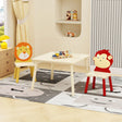 Kids Table And 2 Chairs Set, 3 Pieces Toddler Table And Chair Set, Wooden Activity Play Table Set (Lion&Monkey) - Natural - Furniture Home Direct