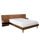 Queen Size Bed With Attached Nightstands And Hidden Storage - Pecan - Furniture Home Direct