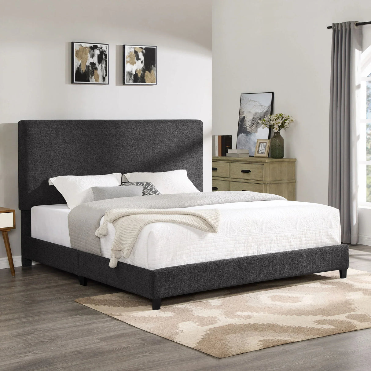 Boucle Upholstered Platform Bed - Furniture Home Direct