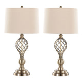 Linx - Twist Contemporary Table Lamp (Set of 2) - Antique Soft Brass / White - Furniture Home Direct