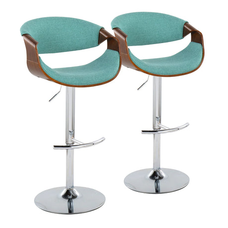 Curvo - Mid Century Modern Adjustable Barstool With Swivel With Rounded T Footrest (Set of 2) - Furniture Home Direct
