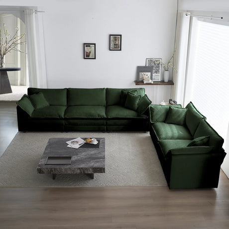 2 Pc Chenille Living Room Set - Green - Furniture Home Direct