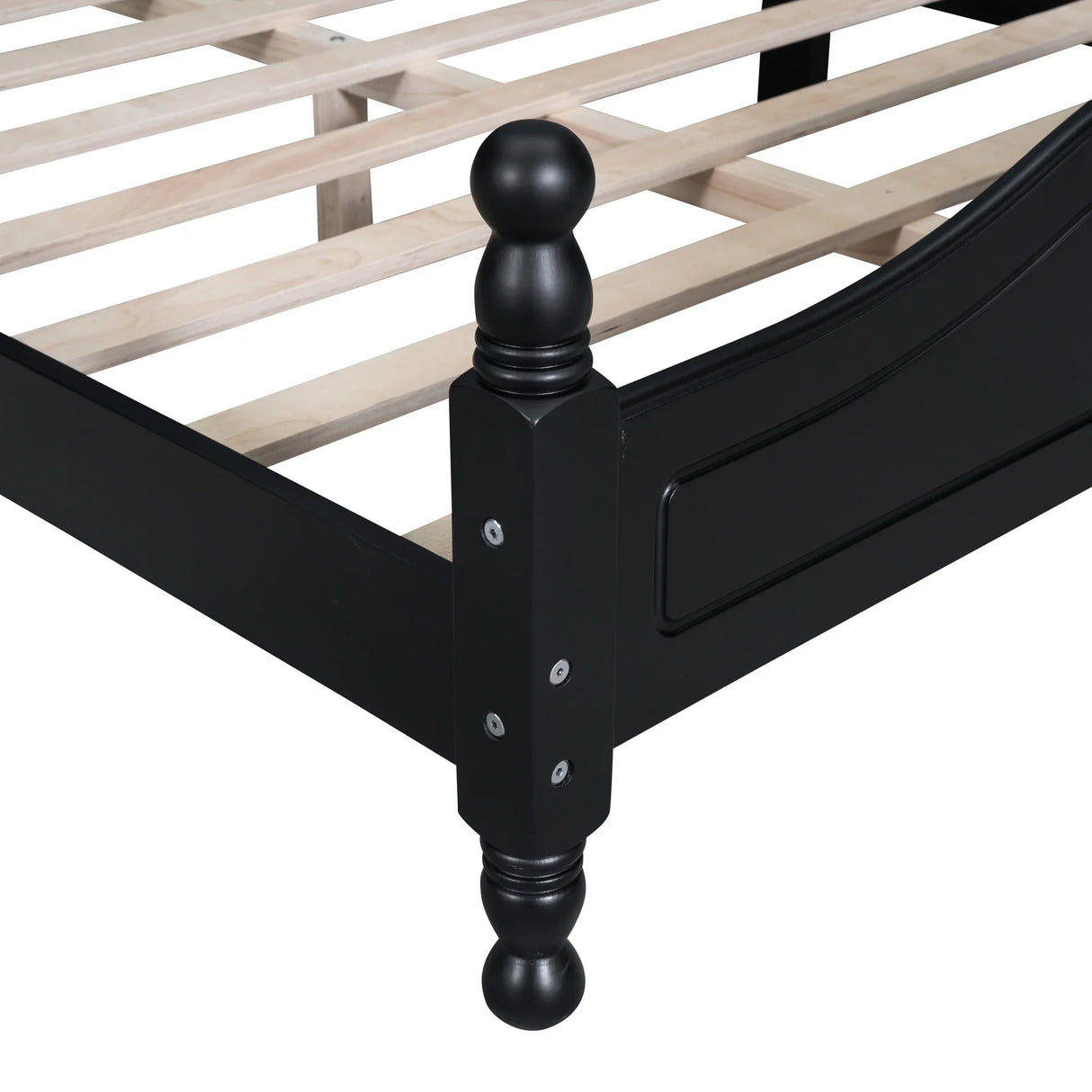 Platform Bed Full Size Wood Frame With Slat Support Black - Furniture Home Direct