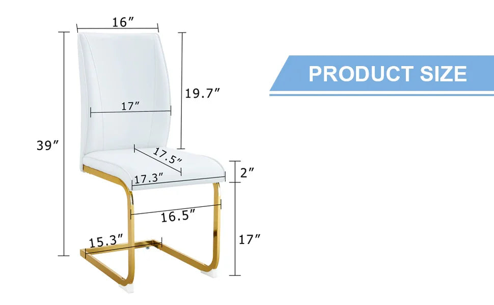 Dining Chairs Gold Frame Upholstered Set of 4 White - Furniture Home Direct