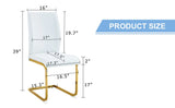 Dining Chairs Gold Frame Upholstered Set of 4 White - Furniture Home Direct