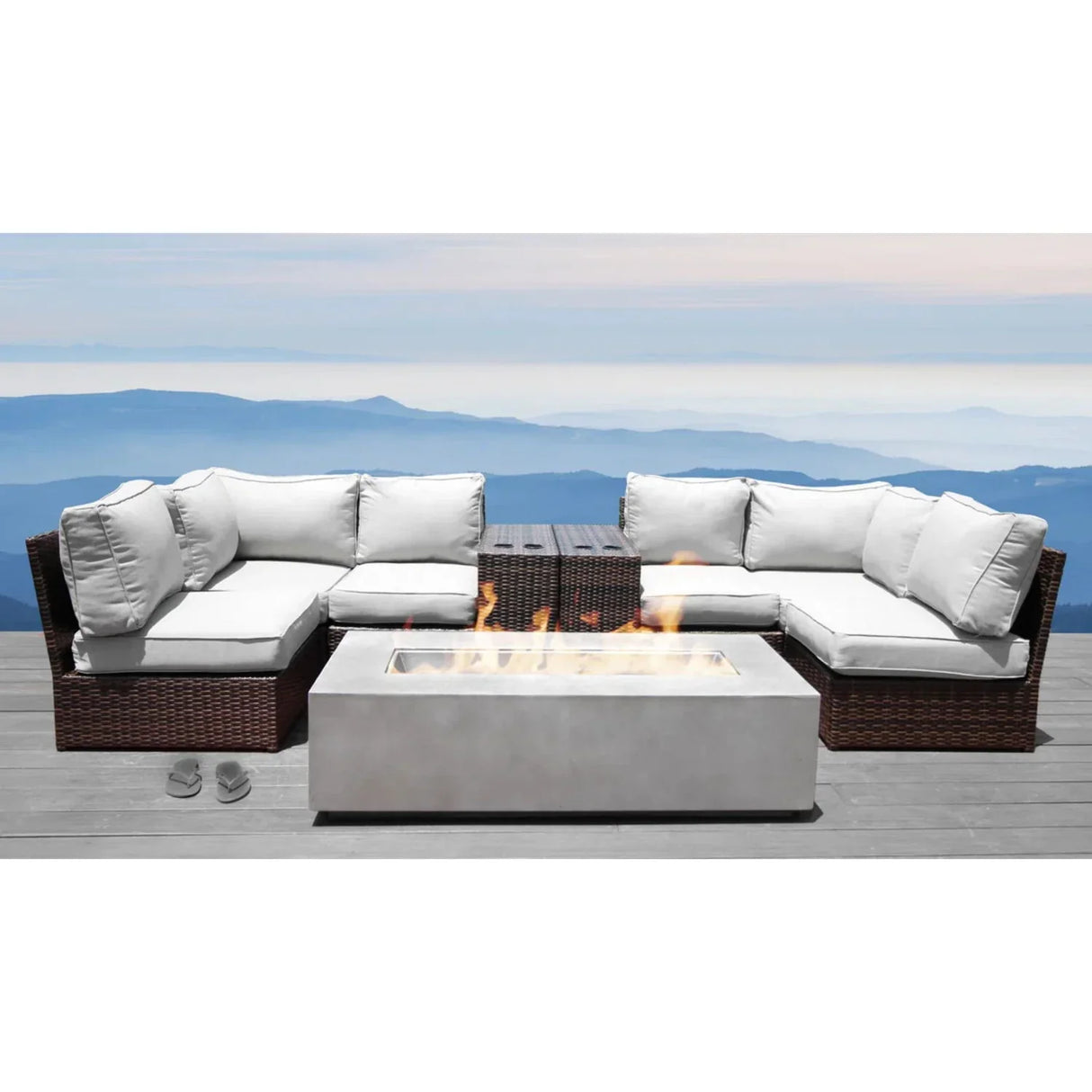 4 Person Rattan Wicker Seating Group With Cushions - Espresso - Furniture Home Direct