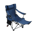 Outdoor Camping Chairs Folding Portable Adjustable Reclining Chair With Side Pockets & Cup Holder - Dark Blue - Furniture Home Direct