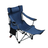 Outdoor Camping Chairs Folding Portable Adjustable Reclining Chair With Side Pockets & Cup Holder - Dark Blue - Furniture Home Direct