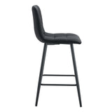 Counter Stool Set Faux Leather Tufted Cushions Black - Furniture Home Direct
