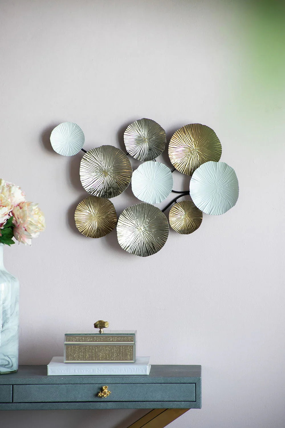 Contemporary Metal Wall Decor Accent - Golden / White - Furniture Home Direct