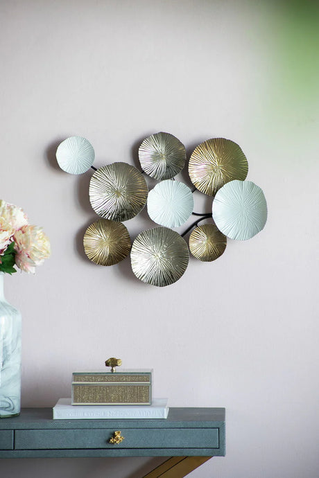 Contemporary Metal Wall Decor Accent - Golden / White - Furniture Home Direct