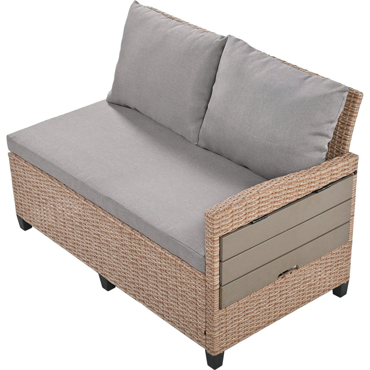 Outdoor Sectional with 2 Extendable Side Tables and Washable Covers - Brown - Furniture Home Direct