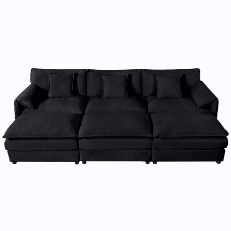 Modern Comfy Deep Seat Modular Sectional Sofa Cloud Couch With Ottoman - Furniture Home Direct