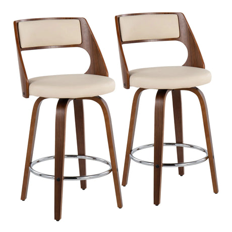 Cecina - Mid-Century Modern Fixed Height Counter Stool With Swivel And Round Footrest (Set of 2) - Furniture Home Direct