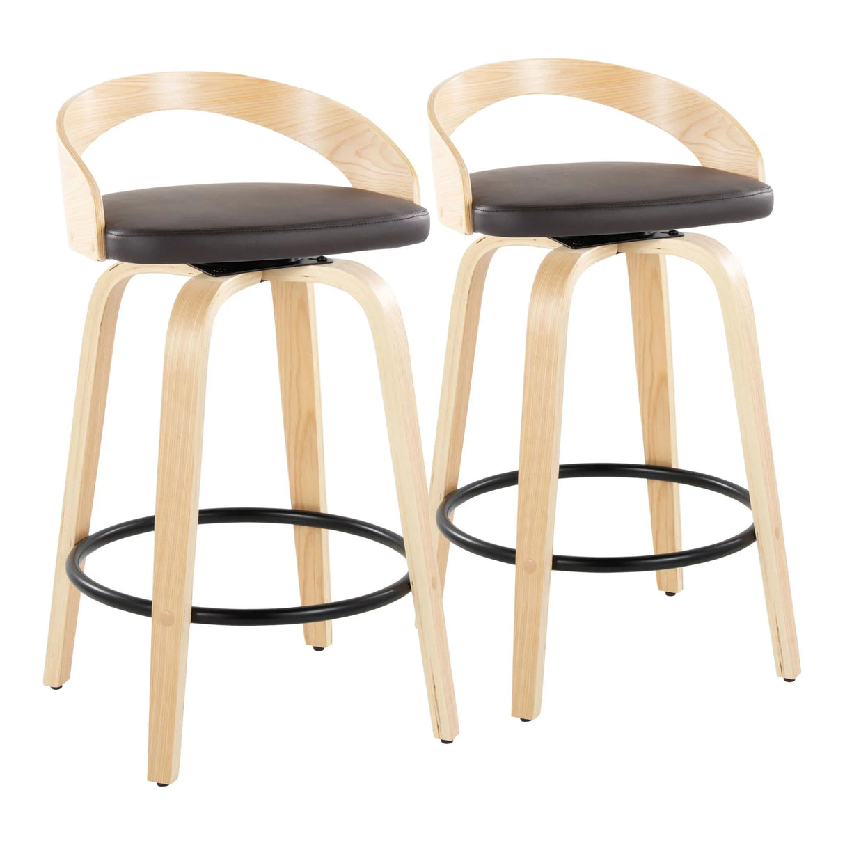 Grotto - Mid-Century Modern Fixed Height Counter Stool Swivel &h Round Footrest - Furniture Home Direct