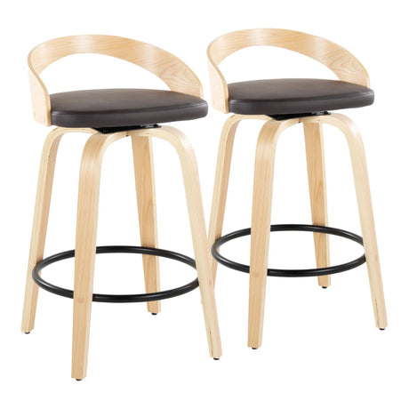 Grotto - Mid-Century Modern Fixed Height Counter Stool Swivel &h Round Footrest - Furniture Home Direct