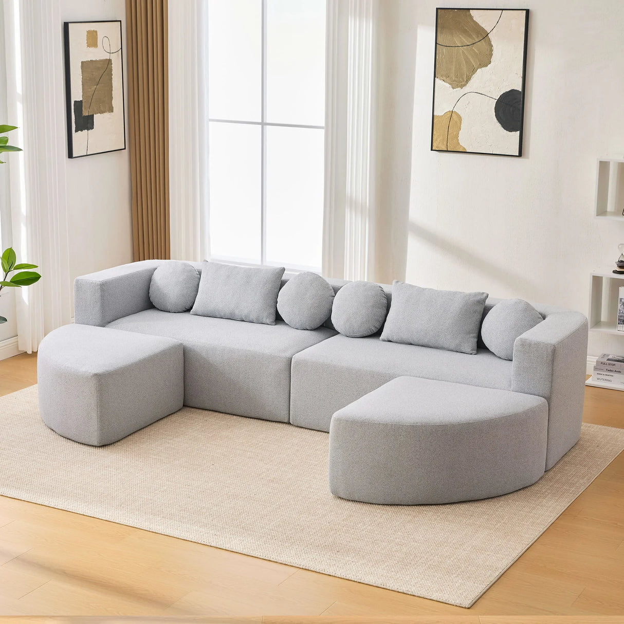 Boneless - Couch Modular Sectional Sofa With Deep Seating And Curved Design - Furniture Home Direct