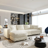 Plush Corduroy 4 Seat Sofa With Soft Pillows And Movable Ottoman - Furniture Home Direct
