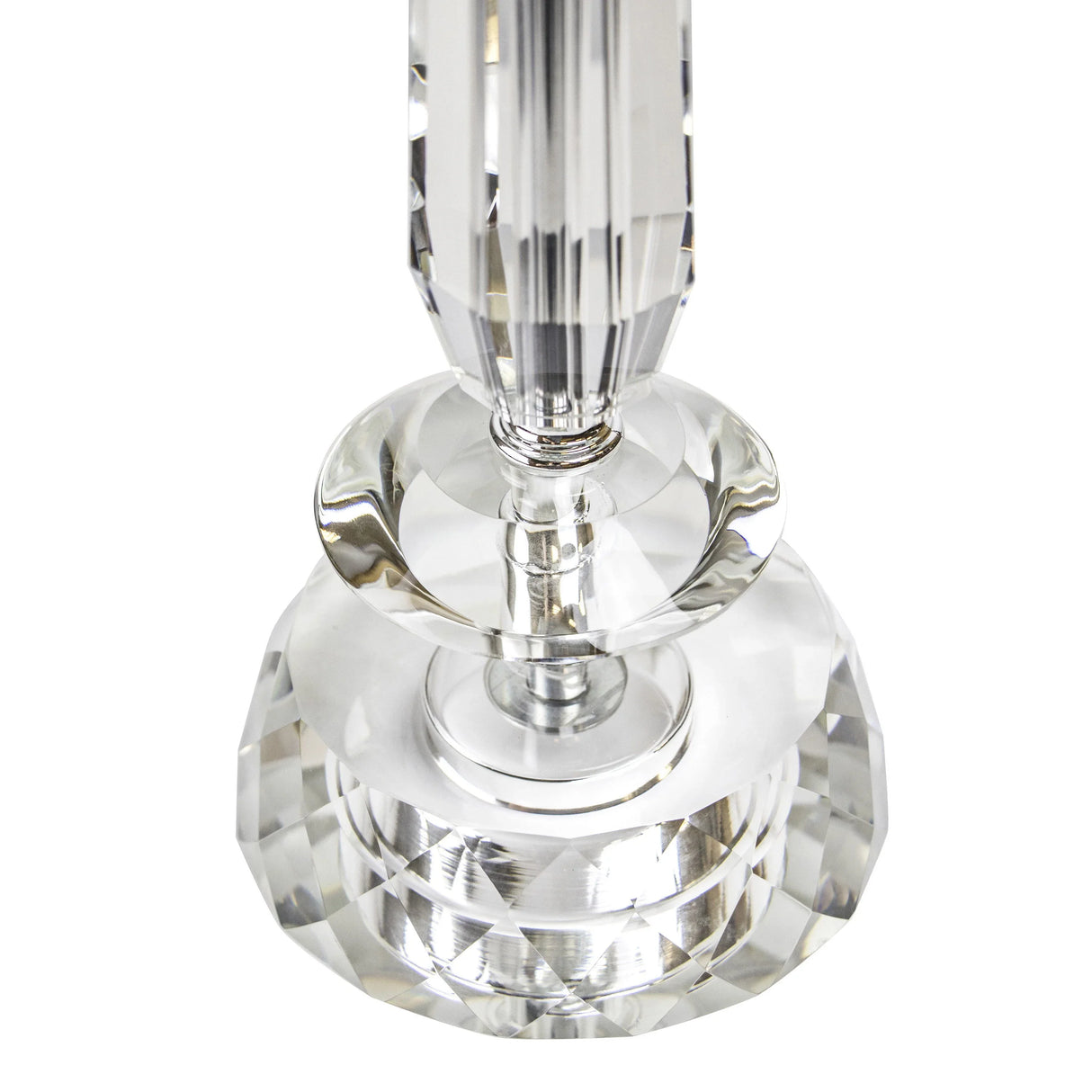 Karat - Contemporary Crystal Table Lamp (Set of 2) - Clear Crystal / Chrome / White Softback - Furniture Home Direct