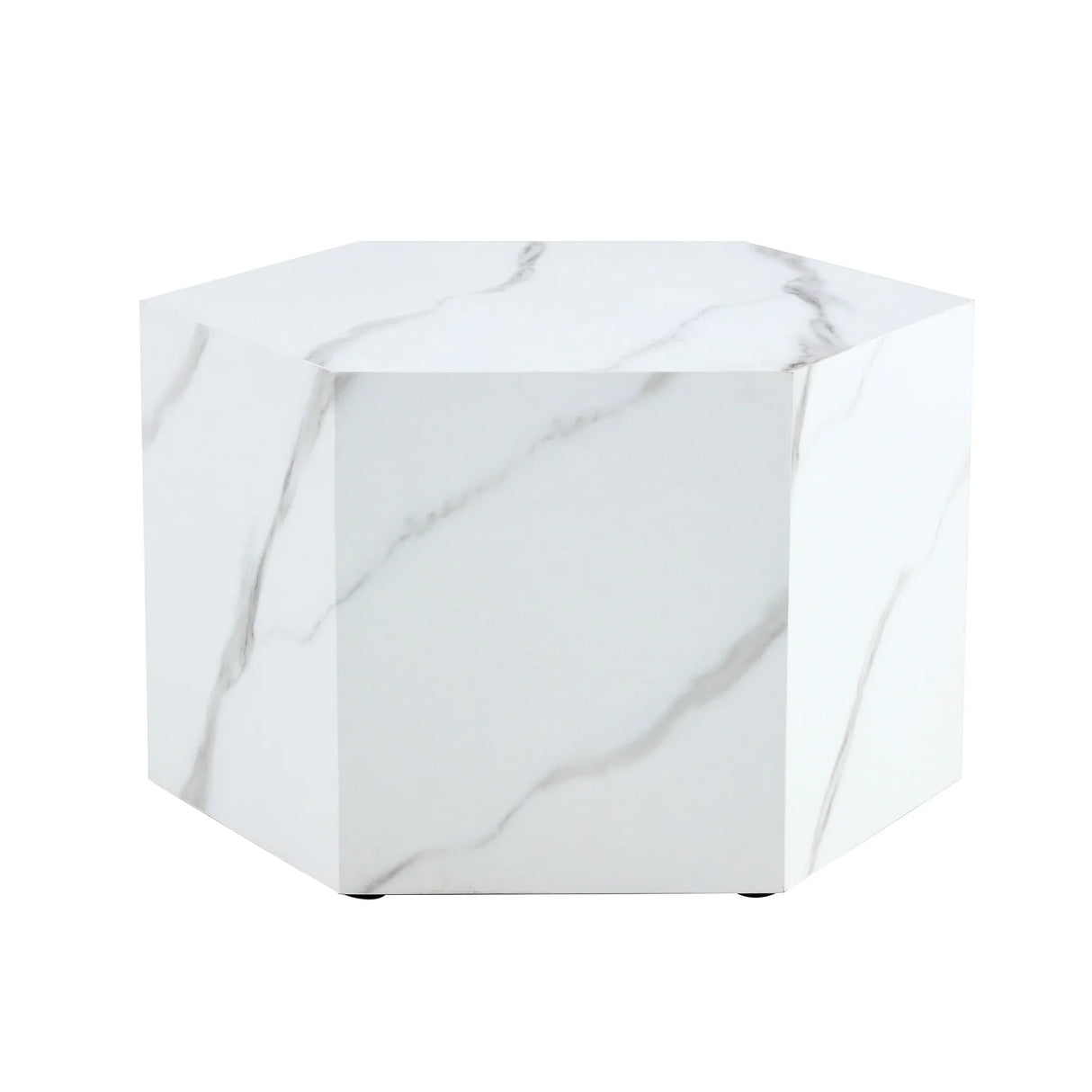 Coffee Table Marble-Effect Cube Geometric Design White - Furniture Home Direct