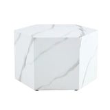 Coffee Table Marble-Effect Cube Geometric Design White - Furniture Home Direct