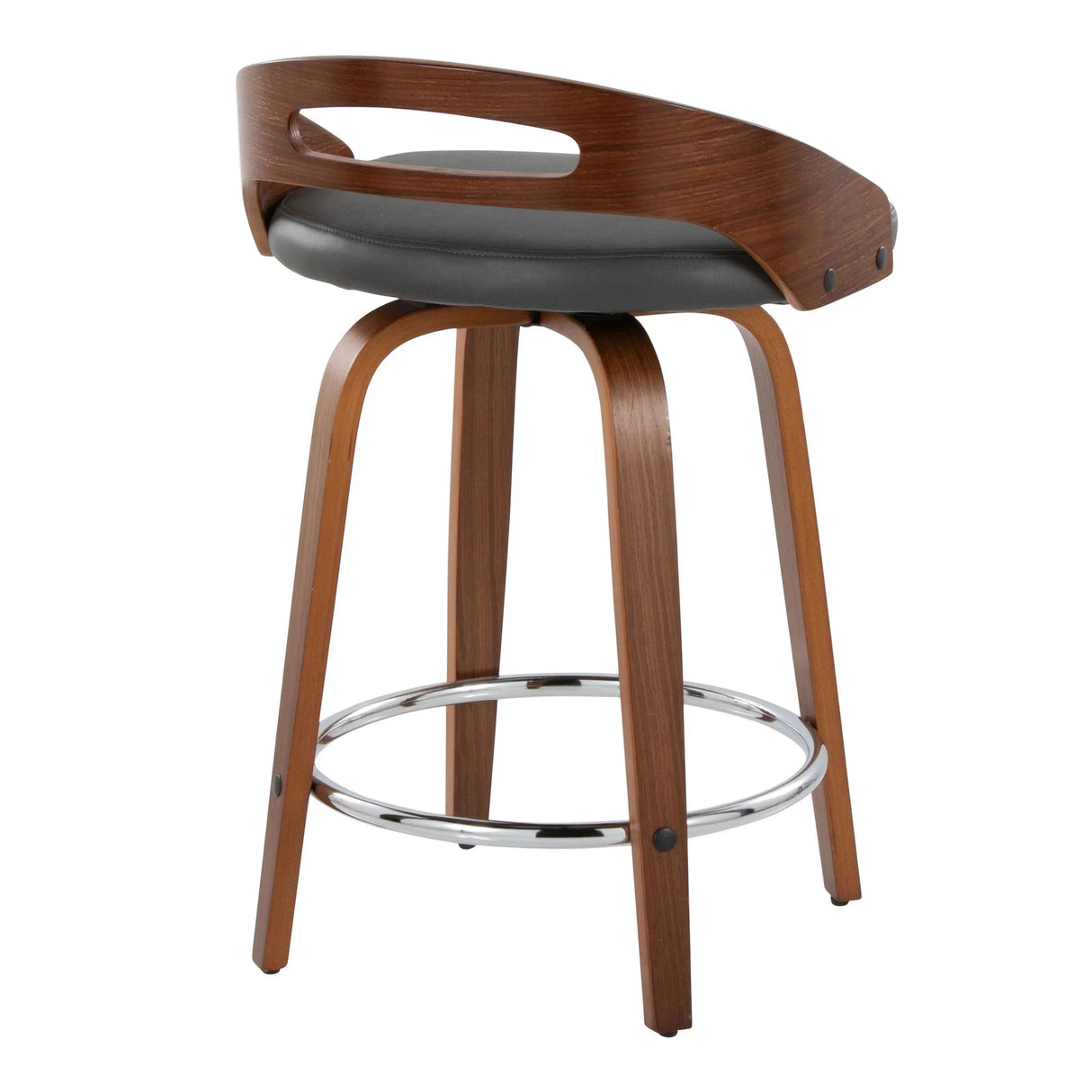 Cassis - Mid Century Modern Fixed Height Counter Stool With Swivel With Round Footrest (Set of 2) - Furniture Home Direct