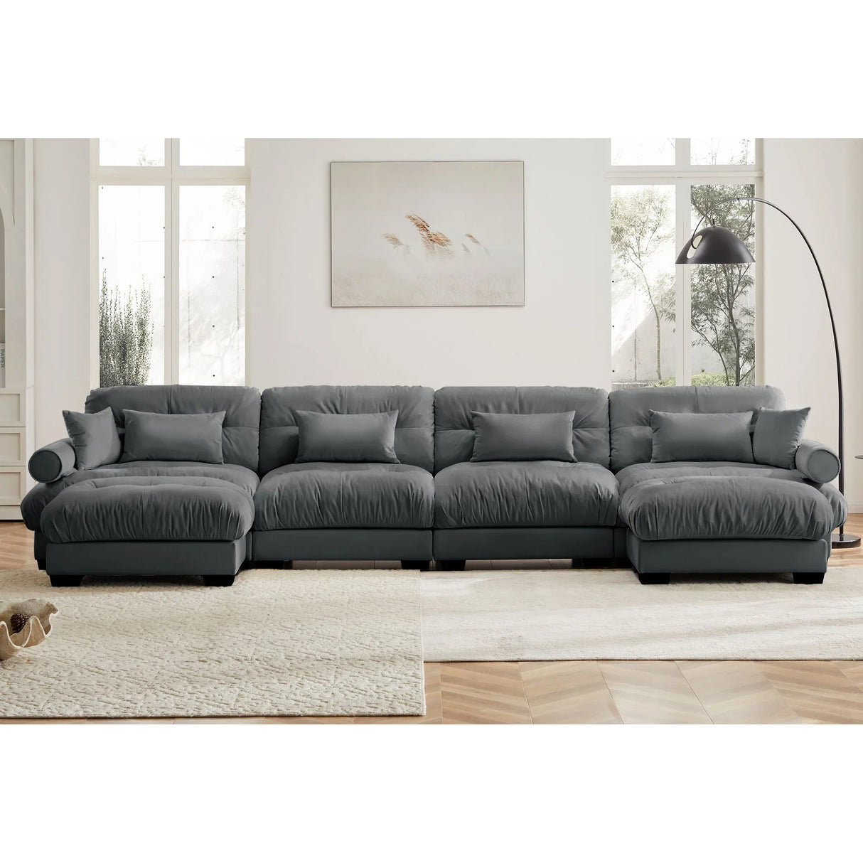 Super Comfort Oversized Modular Sectional Sofa With Movable Ottoman - Furniture Home Direct