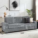 Modern Corduroy Fabric Sofa, 3 Seater Compressed Couch With Cup Holders - Furniture Home Direct