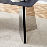 Dining Set Faux Marble Table With Black Chairs Silver - Furniture Home Direct